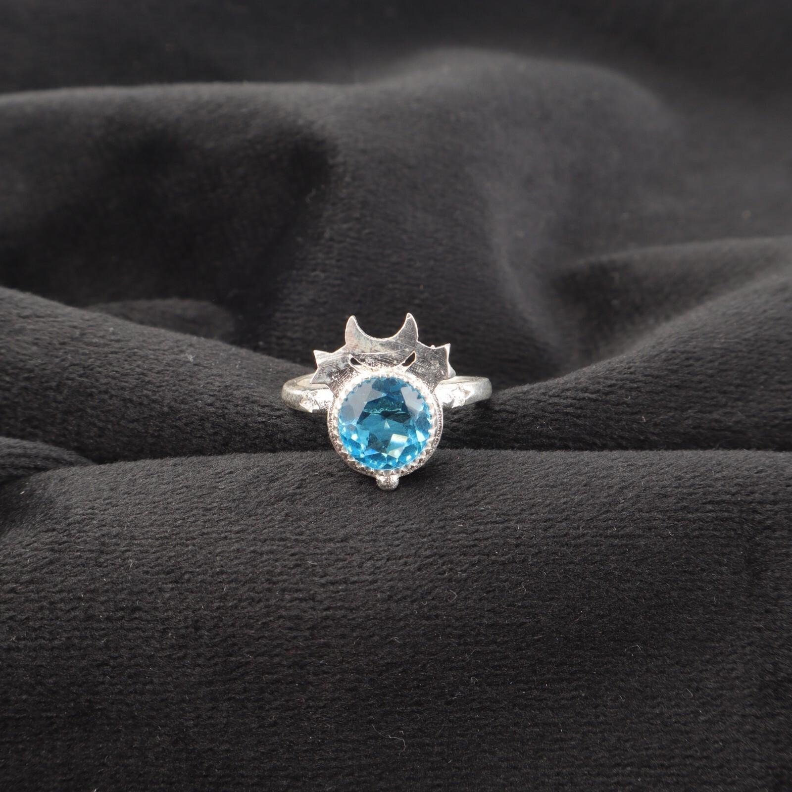 

Швейцарский голубой топаз Драгоценный камень 925 Стерлинговое серебро Ювелирные изделия Кольцо ручной работы Подарок для нее RR-67-3 13