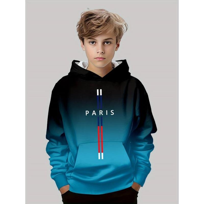 Herbst Classic Kinderkleidung Jungen Hoodies Langarm Streifen 3D Druck Street Locker Komfort Outdoor Jungen Oberteil Kinderkleidung