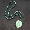 Retro eenvoudige imitatie jade lange ketting heren en dames veelzijdige trui ketting jadeiet kralen ketting hanger met sieraden