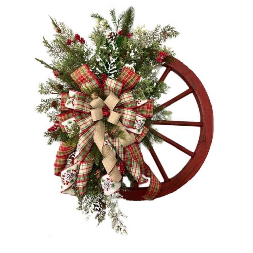 

Horse Wheel Rim Wheel Wreath Wooden Christmas Wreath Creative Courtyard 40cm