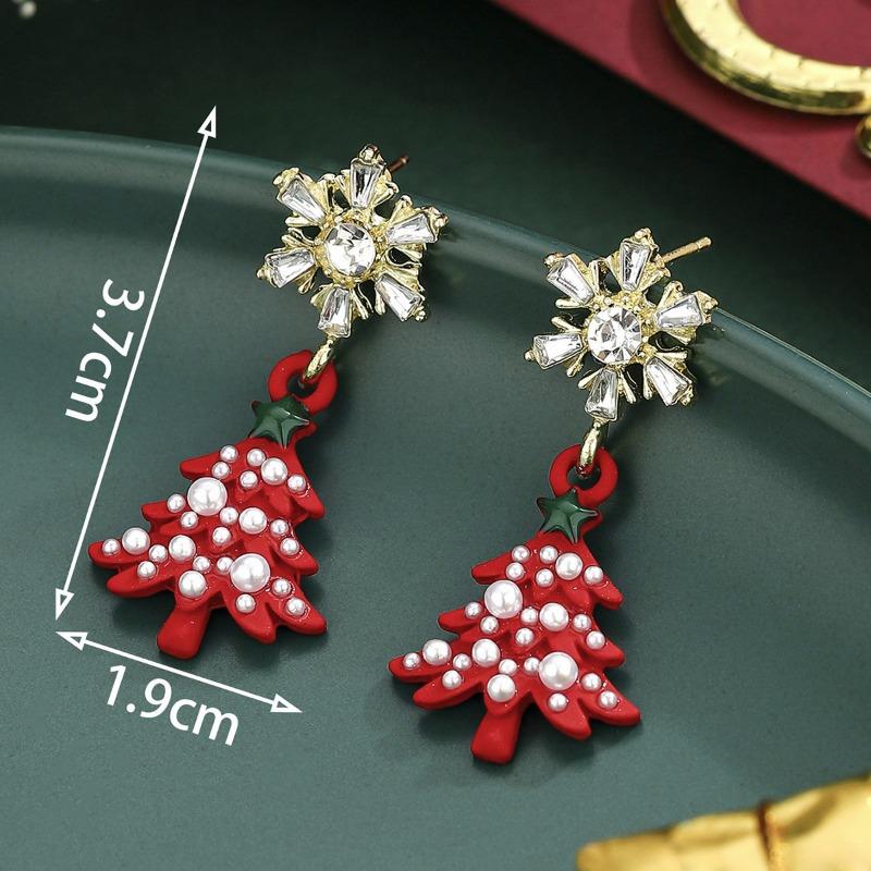 Personalized Jewelry Christmas Alloy Stud Earrings Christmas Hat Elk Point Diamond Christmas Tree Gingerbread Man Earrings