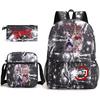 Demon Slayer Anime Print School Backpack Set 3Pcs Include Backpack Shoulder Bag Pencil Case for Boys Girls Students
