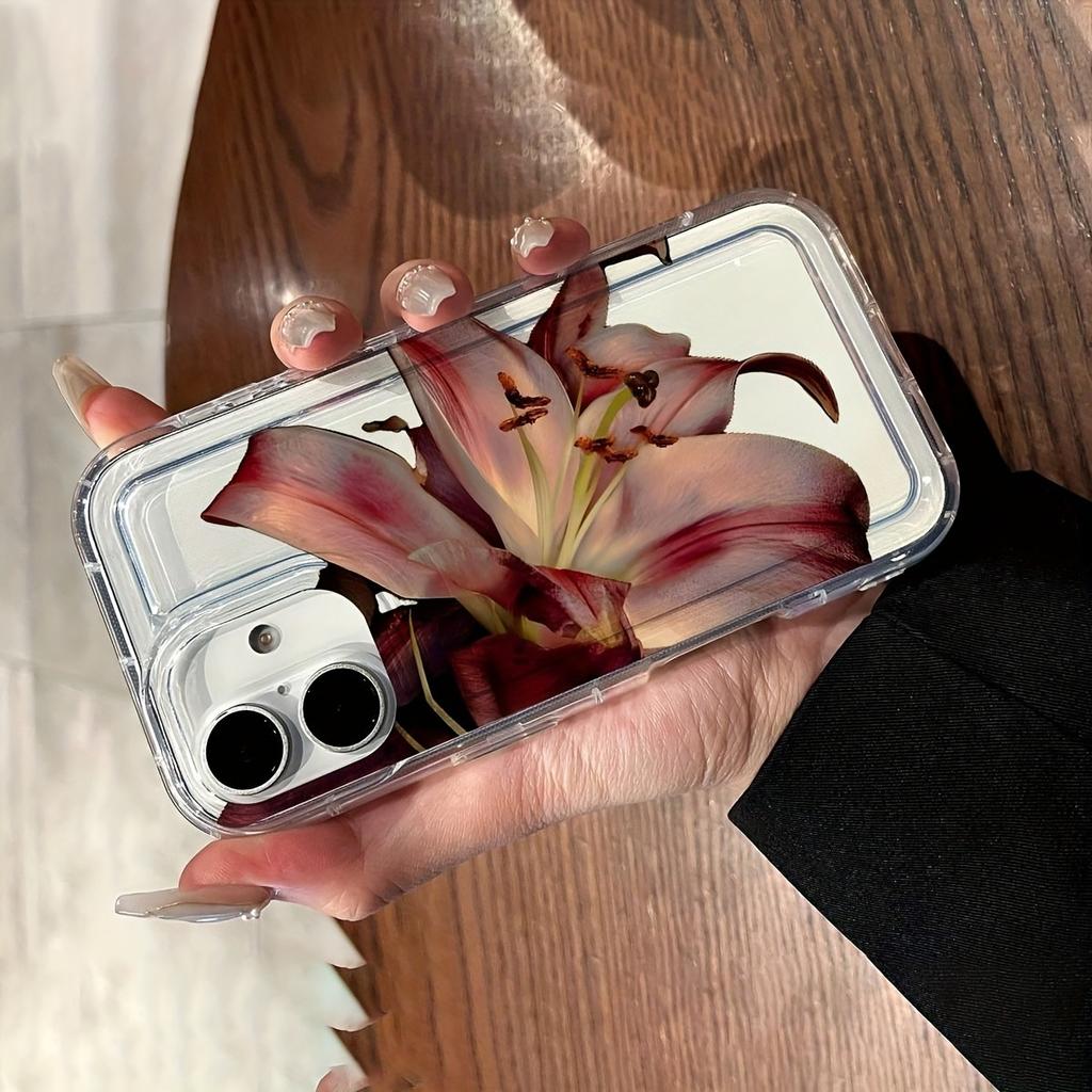 La custodia per telefono con motivo floreale di giglio è adatta per i telefoni delle serie iPhone 17, 16, 15, Plus, Pro e Max - ideale per l'uso come regalo