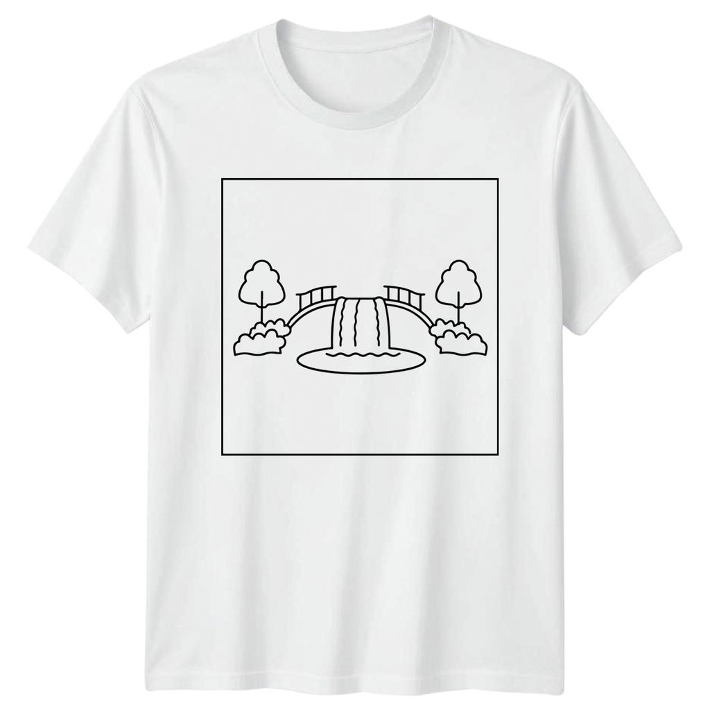 Waterfall Bridge Graphic Unisex TShirt Ladies Tee Unisexs Top Landmarks