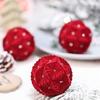 Holiday Tree Hanging Decorations Flocking Christmas Sphere Decorations Stylish Hanging Bauble for Yuletide Cheer