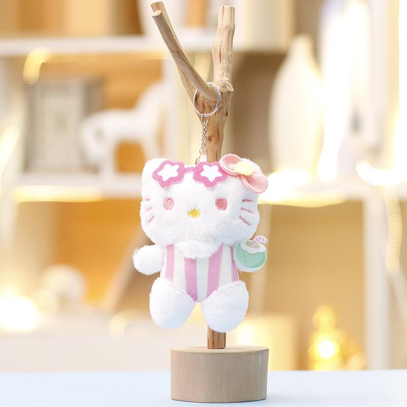 Очки-звездочки Hello Kitty Плюшевый Брелок С Мягким Коротким Мехом Для Декора Рюкзака И Коллекционеров