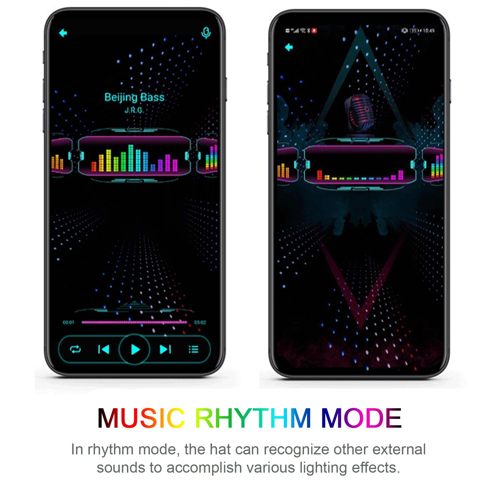 

LED Hats LED Display Message Caps LED Light up Customizable BT Hat DIY Messages 22 Animations 20 Pictures Music Mode чорний