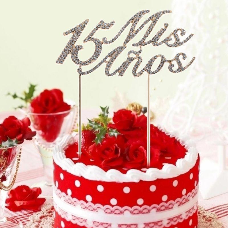 Sparkling Bling Number 15 Mis Anos Letters Cake for Rhinestone Alloy Cupc X3UC