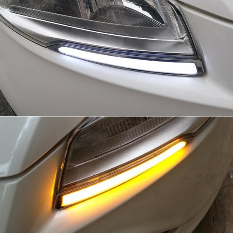 Car led Daytime Running Light DRL daylight For Ford Kuga Escape 2013 2014 2015 2016 2017 with yellow turn signal Fog lamp
