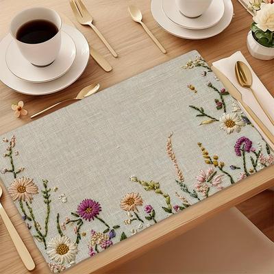 1pc Elegant Floral Tablecloth Placemat - Non-Slip Heat-Resistant Table Mat, Large for Dining, Kitchen, Parties