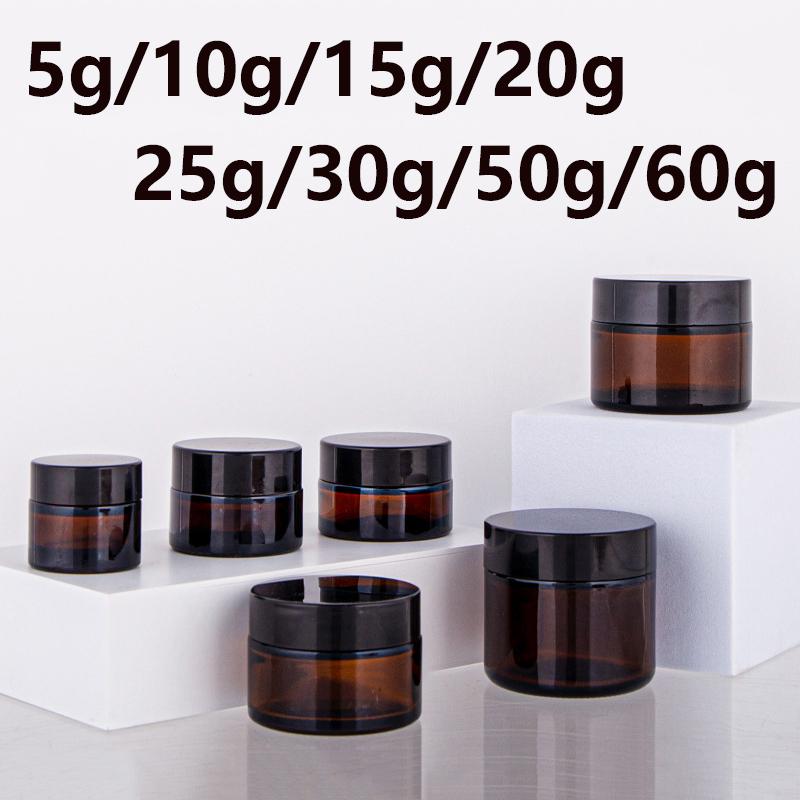 Braune Glas Nachfüllbare Salbentiegel Leerer Kosmetikbehälter Lidschatten Gesichtscreme Behälter 5/10/15/20/25/30/50/60G Probierfläschchen