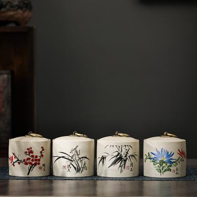 Creative Plant Flowers Ceramic Tea Jar Sealed Storage Box Crafts Ornaments Portable Candy Storage Jar Art Decoration Accessories