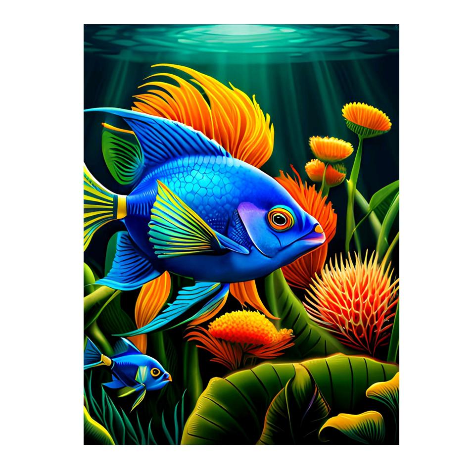 

5D Прудовая рыба DIY Алмазная роспись Рыбная мозаика Арт Алмазная вышивка Набор ручной работы Инкрустация Домашнее украшение Full Round 35x45CM