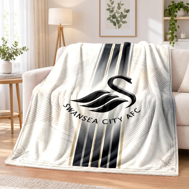 Swansea City Printed Flannel Blanket Warm Comfort Bed Throw For Indoor Home Decoration