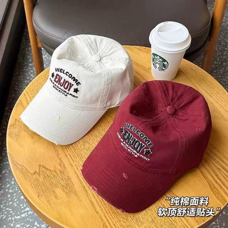 Retro old ripped embroidery baseball cap children big head circumference show face small sunshade cap