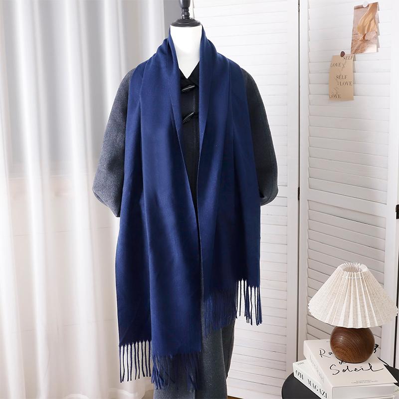 

Однотонный зимний женский шарф Защита Теплые кашемировые шали Толстый шейный платок Хиджаб Обёртывания Кисточки Пашмина Фуляр 30x190cm