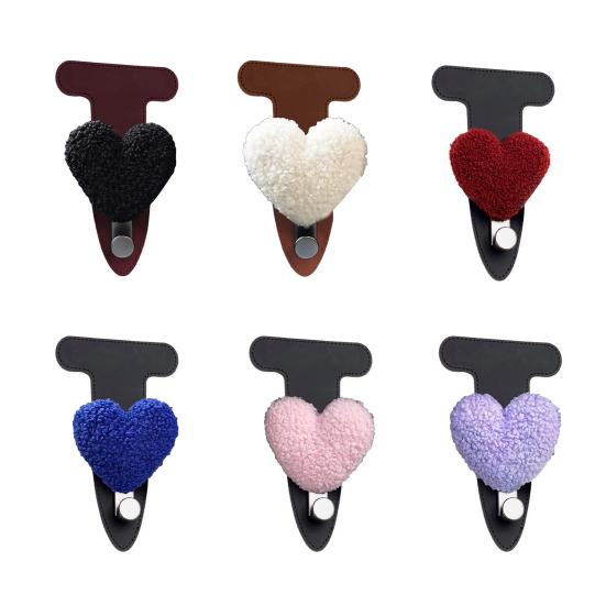 Auto Haken Herz Dekor Kunstleder Schwerlast Auto Haken Hängende Taschen Schlüssel Kleidung Kleinigkeiten Auto Organizer Halter