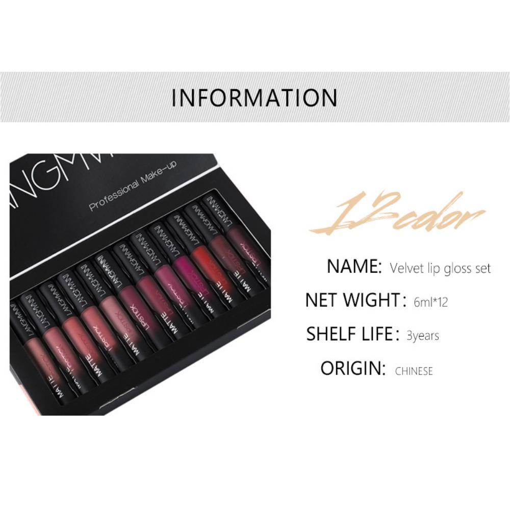 LANGMANNI Non -dipped Cup Fog Matte Lip Gloss Set Liquid Lipstick