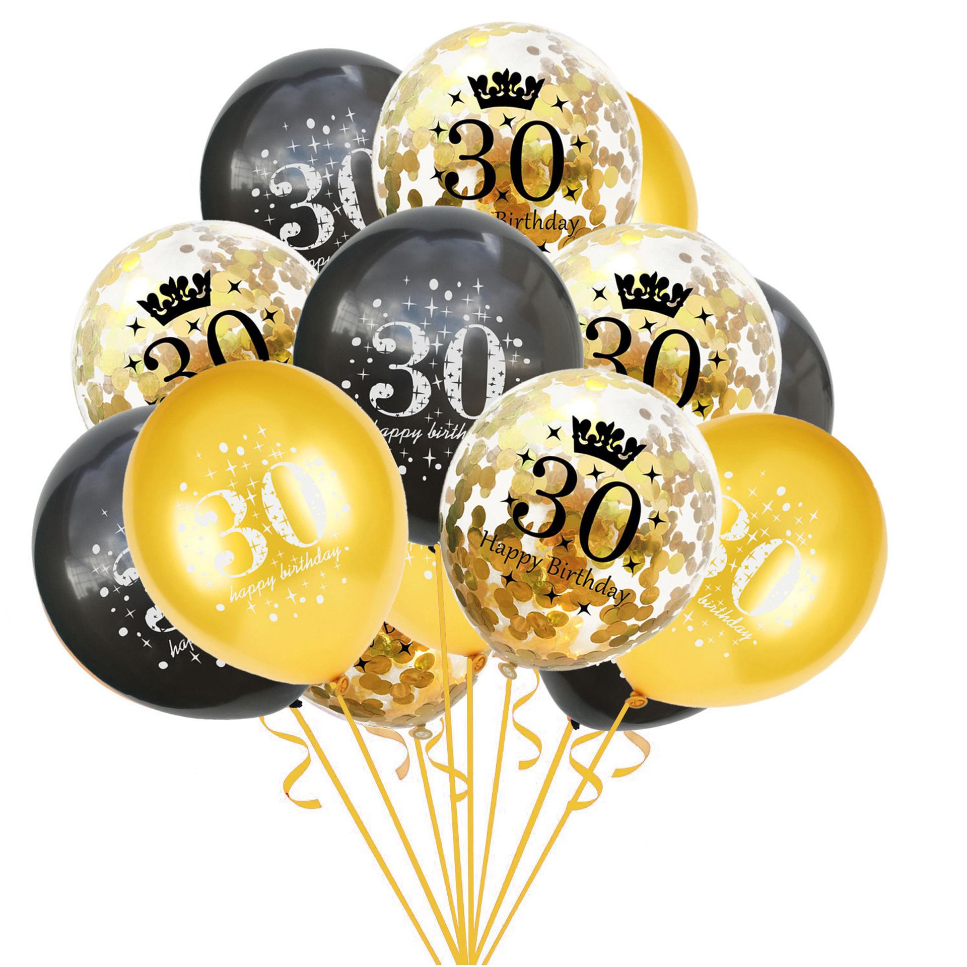 

15 шт. 12 дюймів 18-й 21-й 30-й 40-й 50-й 60-й 70-й 80-й День Народження Латексні Кульки Декорація на Річницю Внутрішній Зовнішній Декор 12INCH