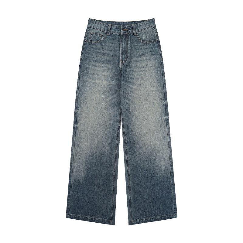 New American-style Washable Gradient Jeans for Men and Women Loose Straight Trousers