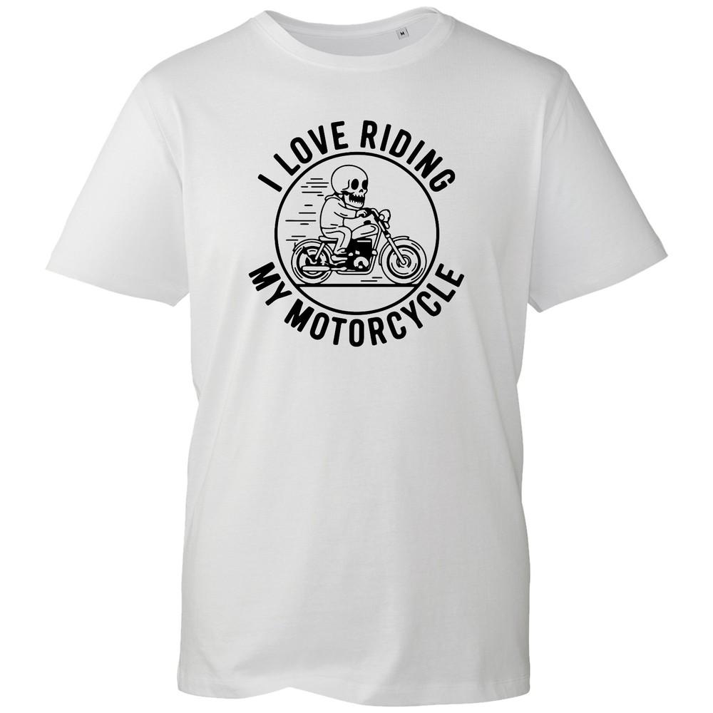 I Love Riding My Motorcycle T Shirt Unisex Biker Skeleton Motorbike Graphic Tee