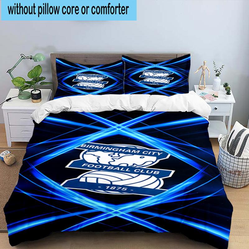 3pcs Birming-ham Football Club Printed Bedding Set Duvet Cover Closure Includes 1 Duvet Cover & 2 Pillowcases Bedding Sets Home Decor Gifts