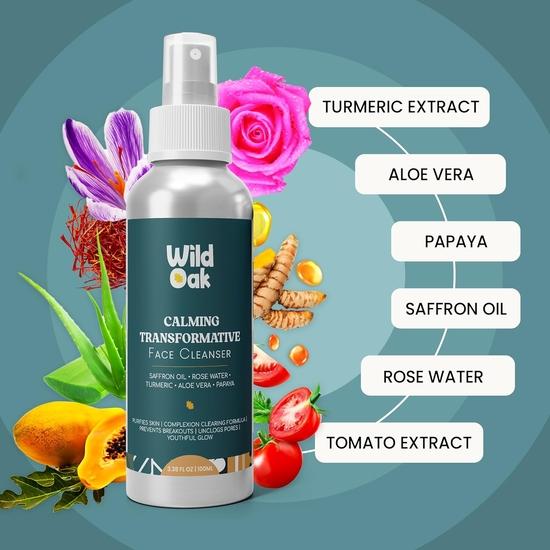 WildOak Haldi, Kesar & Aloe Vera Face Wash | Ayurvedic Face Cleanser for Acne, Pimples & Pore Cleansing | Kills 99% Acne Germs| 100ml