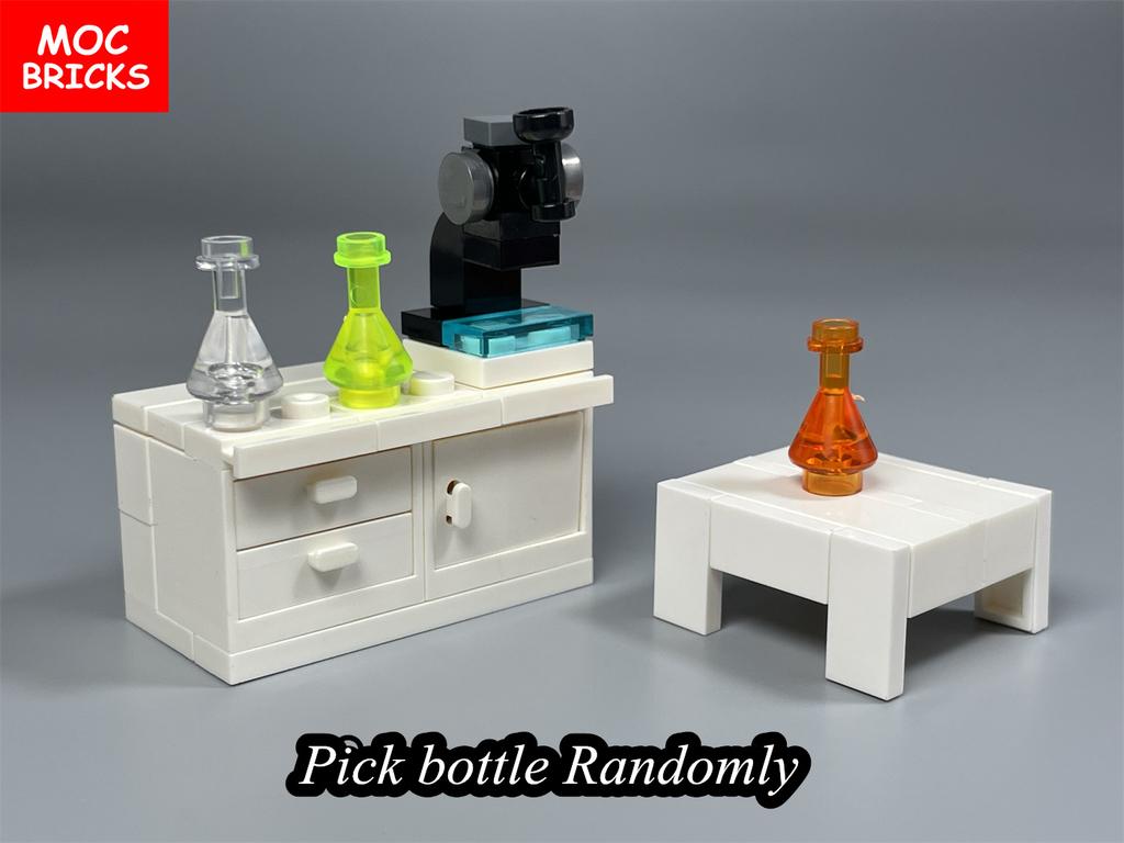 Set  MOC Bricks DIY Single hole microscope Medical Figure Chemical Bottle Educational Building Blocks Toys Kids Gifts