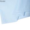 ZANZEA Women Casual Stand Collar Loose Half Sleeve Stripe Blouse