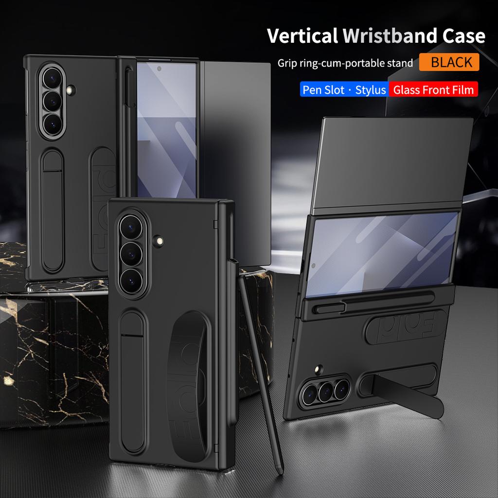 case for Samsung Galaxy Z TriFold Wristband support protective cover hinge pen slot shell film protective cover with pen