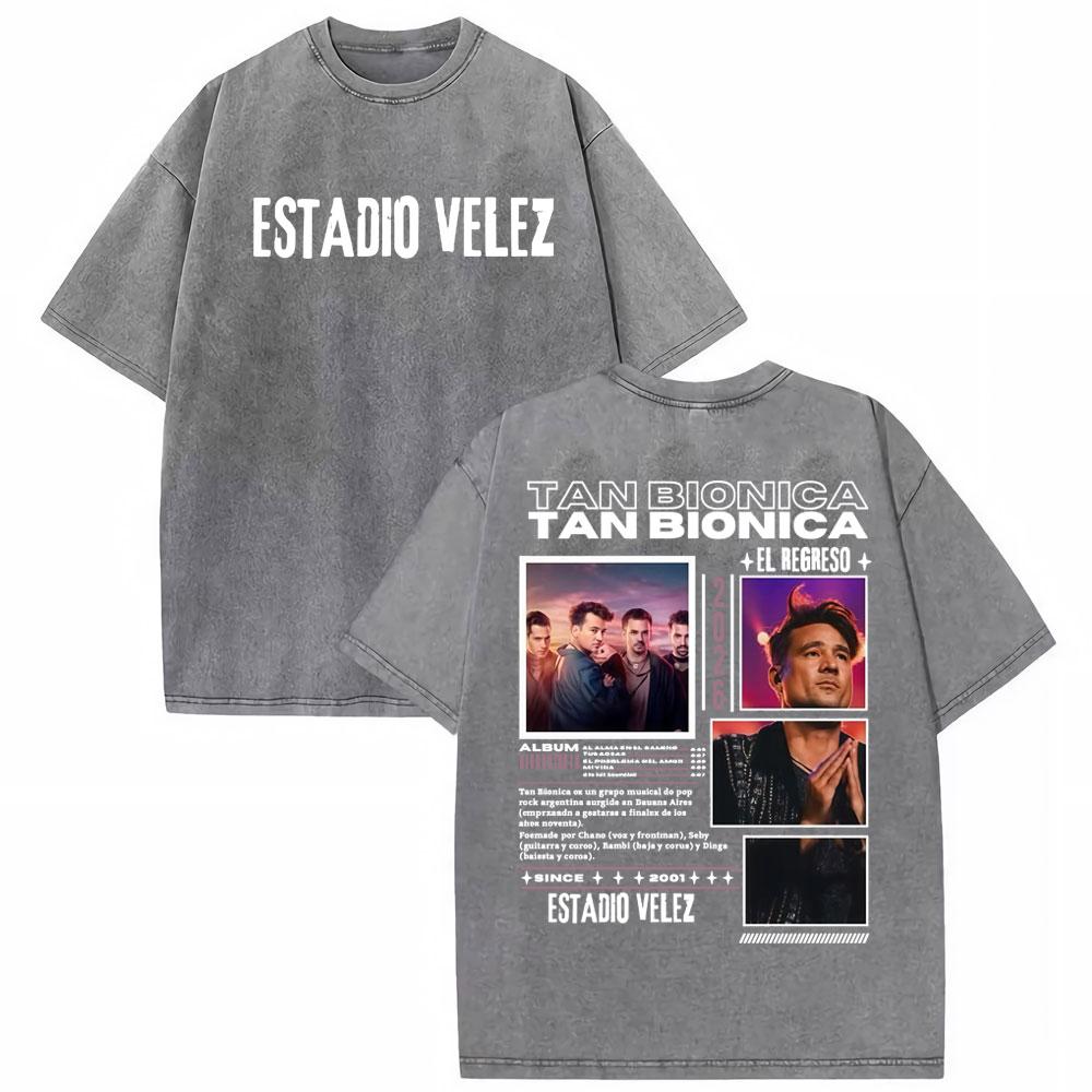 

Rock Band Tan Bionica Chano Album Tour Graphic T Shirt Men Women Fashion Vintage Washed Tshirts Cotton Casual Oversized Tshirt S