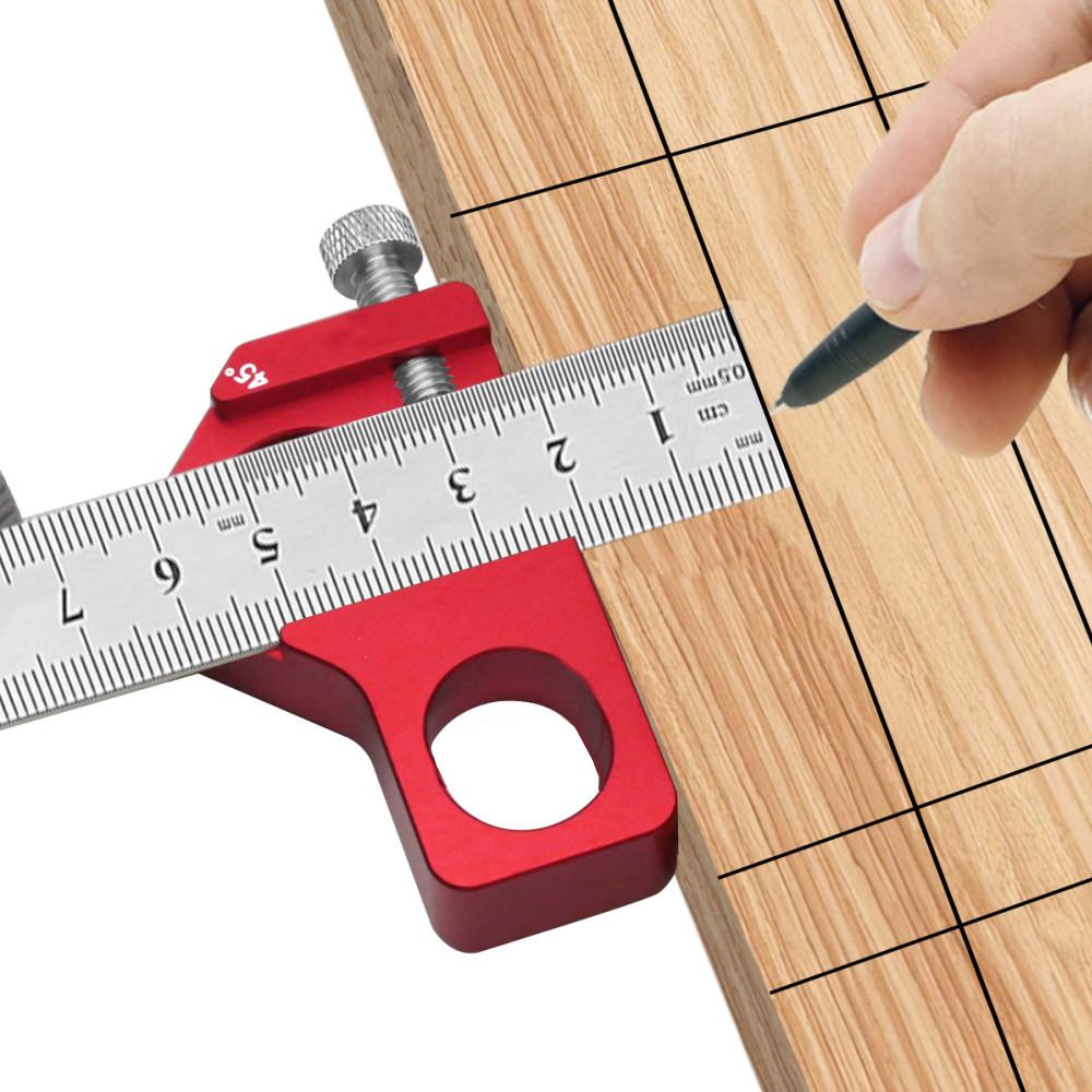 Steel Ruler Positioning Block 45/60/90 Degree Angle Scriber Line Marking Gauge Woodworking Square Scribe for Ruler Locator