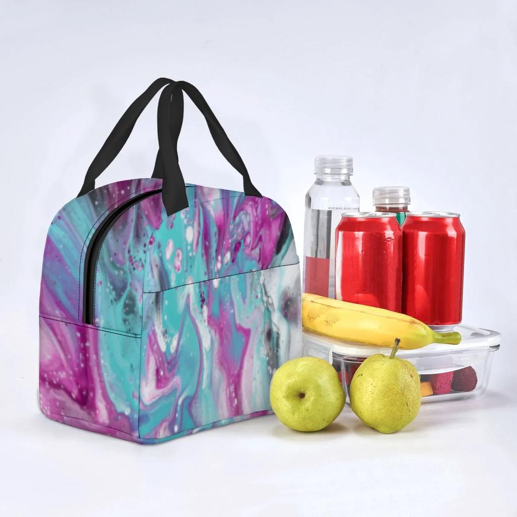 Ink Painting Marble Portable Aluminum Foil Thickened Insulated Office Lunch Bag Waterproof Lunchs Bags Tote Bags