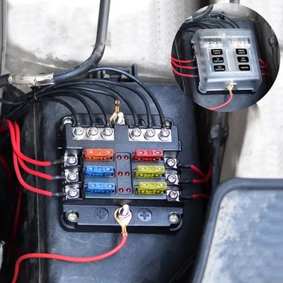 12V Fuse Block,Waterproof Boat Fuse Panel With Led Warning Indicator Proof Cover-6 Circuits With Negative Bus Fuse Box