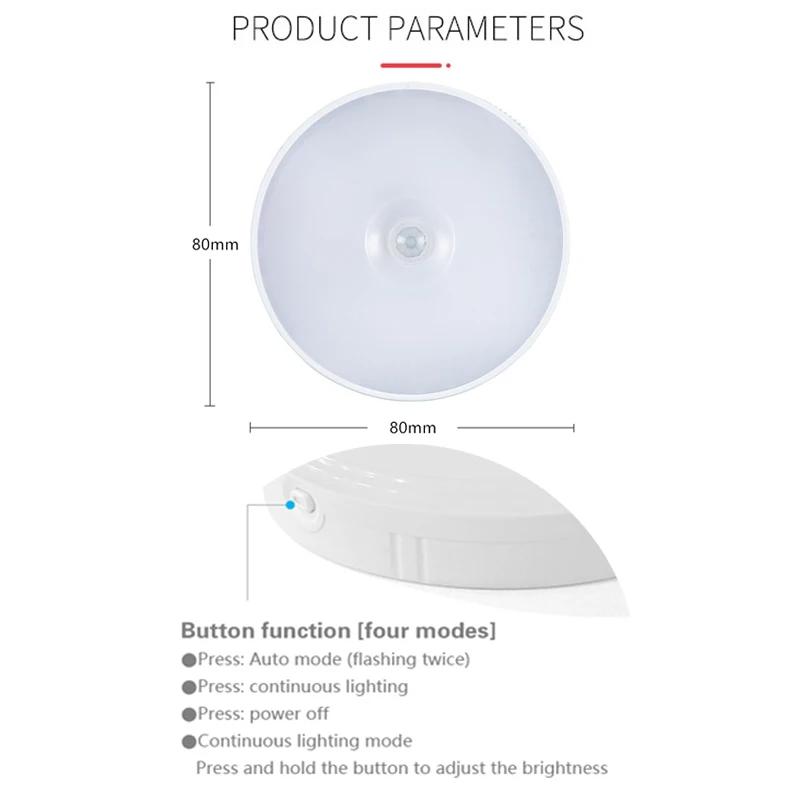 Motion Sensor LED Night Lights Rechargeable Dimmable Night Lamp Wireless Wall Light Bedroom Kitchen Closet Hallway Stair