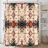 ArtSocket African Boho Retro Bathroom Set with Shower Curtain and Rugs Accessory, Traditional Rhombus Summer Colorful Abstract Shower Curtain for