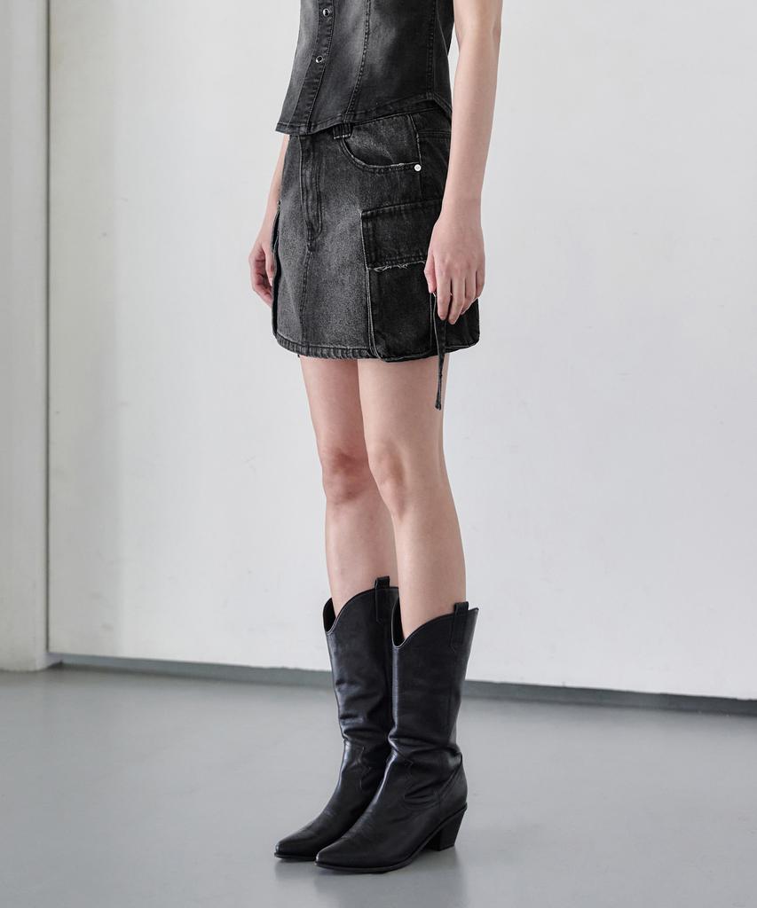 Deketeuumeon Cargo Mini Skirt Dcsk004Blacka