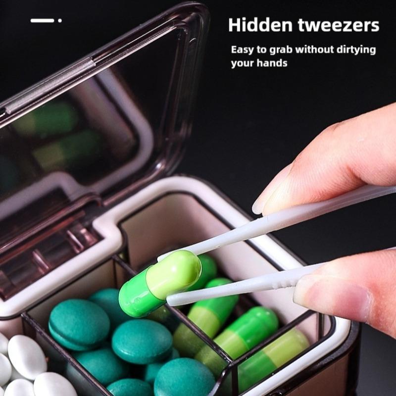 Multi Functional Medicine Box Cutting Device 3 in 1 Pill Case with 3 Compartments for Large Capacity Medicine Box Grinding