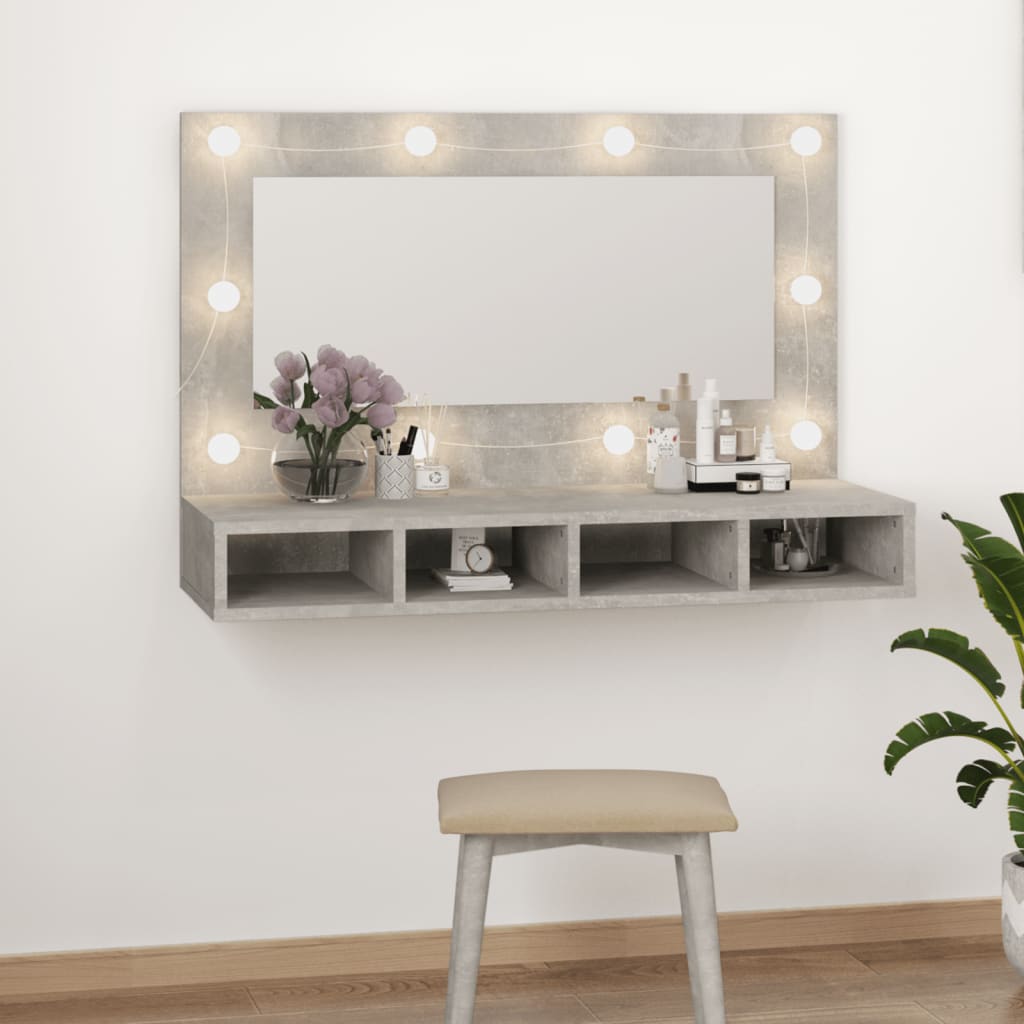 Mit LED-Badezimmerspiegelschrank, Schminkspiegel für das Badezimmer, 90x31,5x62 cm