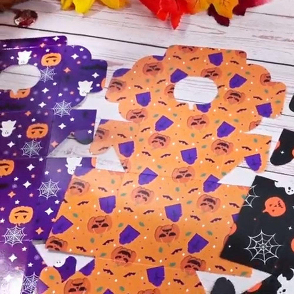 12/24Pcs Paper Halloween Candy Boxes Square Cookies Favor Boxes Halloween Treat Boxes Kids Party