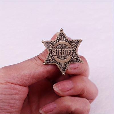 Western Hexagon Badge Enamel Pin Cowboy Accessory Brooch Vintage Style Jewelry