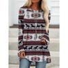 Round Neck 3D Ethnic Style Printed Top Fashionable Casual Long Sleeved Women's T-shirts