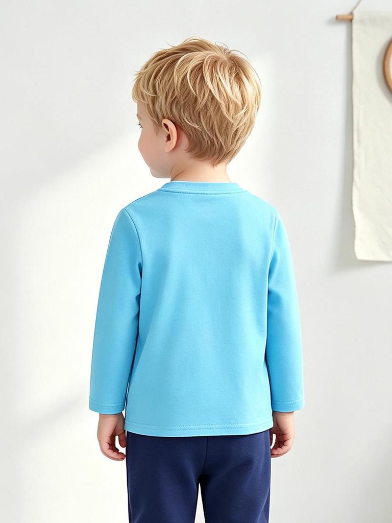 AostaBetty Autumn 2026 Boys' European-Style Knitted Cotton Long Sleeve T-shirt