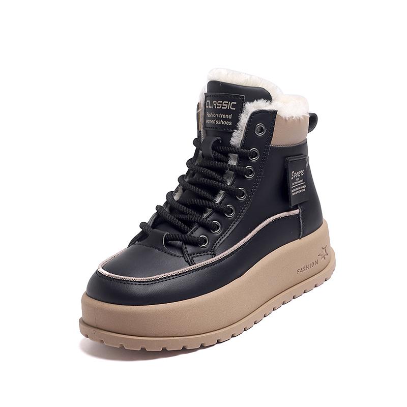 TUINANLE Women Winter Warm Snow Boots Plush Cotton Platform Sneakers High Top Lace Up Casual Shoes