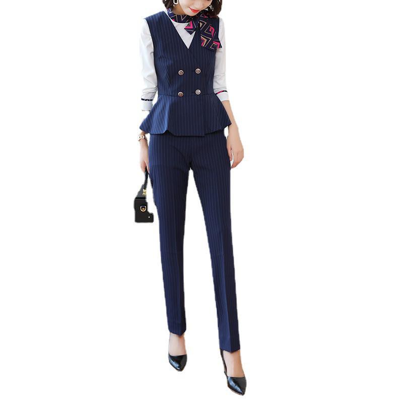 Women's Professional Vest Suit Set for KTV Hotel Receptionist Interview