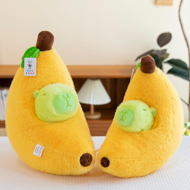 Capybara Doll Banana Plush Toy Stuffed Animal Cartoon Fluffty Gift Decor Home
