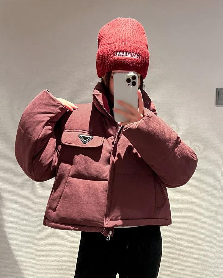 Short Stand Collar Loose Warm Coat Basic Jacket with Adjustable Hem