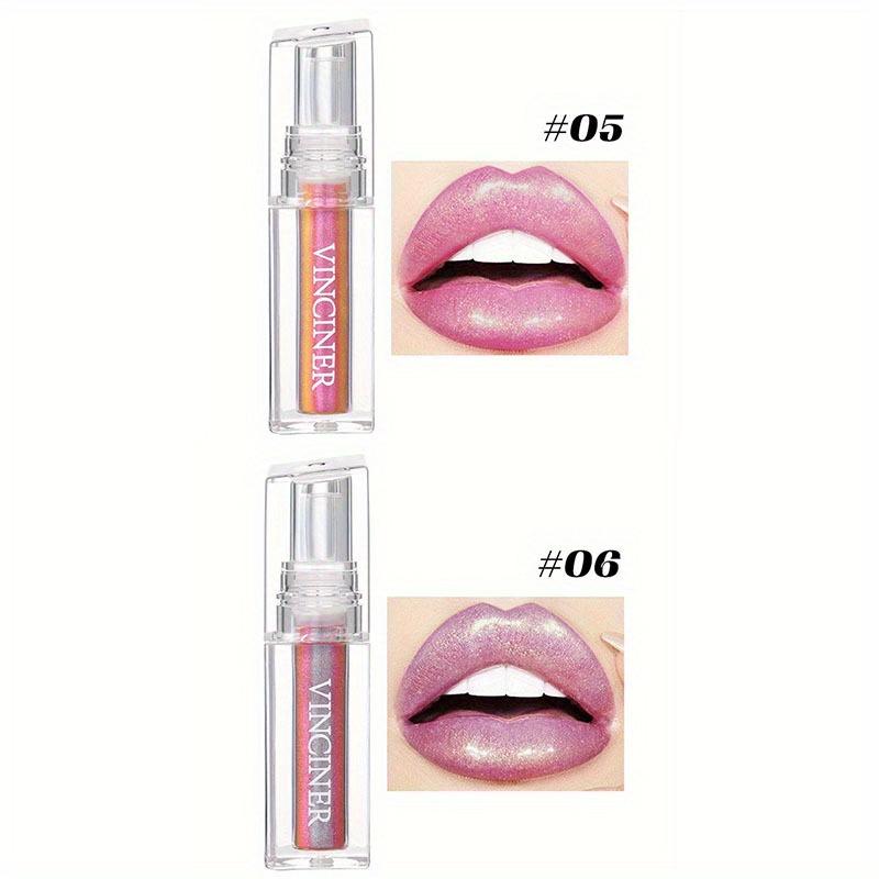 Chameleon Lip Glaze Lip Gloss Eyeshadow, Face Highlight Moisturising Diamond Shimmer Liquid Lipstick, Aurora Dazzle Lip Gloss for Party Daily Makeup