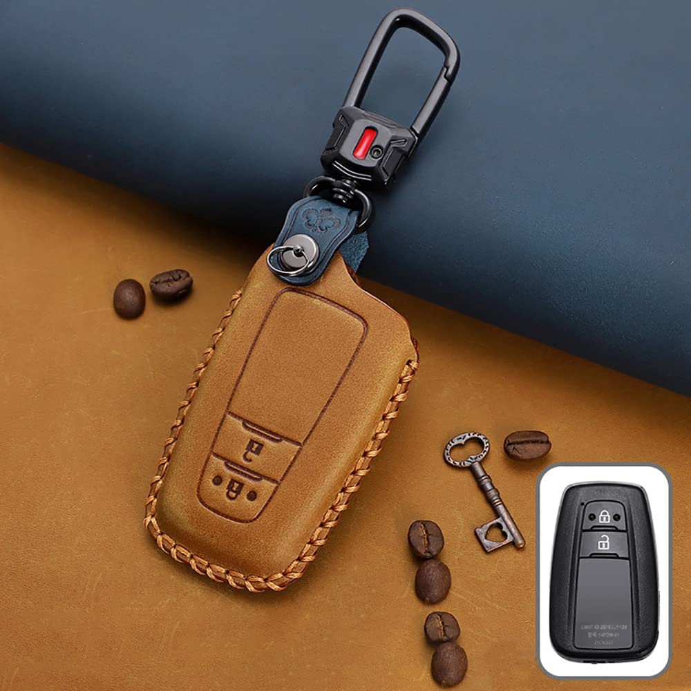 Toyota Key Case Key Cover Key Holder TOYOTA C-HR Prius Corolla RAV4 Camry Prado Toyota 86 Genuine Leather Brown, Braun