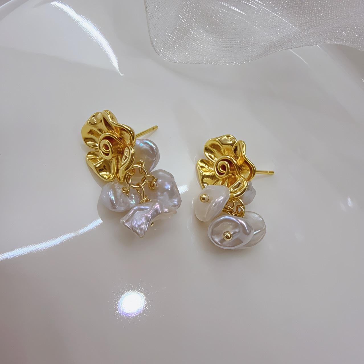 Серьги из серебра 925 пробы, изысканные, женские, с натуральными жемчужинами Кеши, разноцветные, пресноводные, барочные, неправильной формы Silver needle